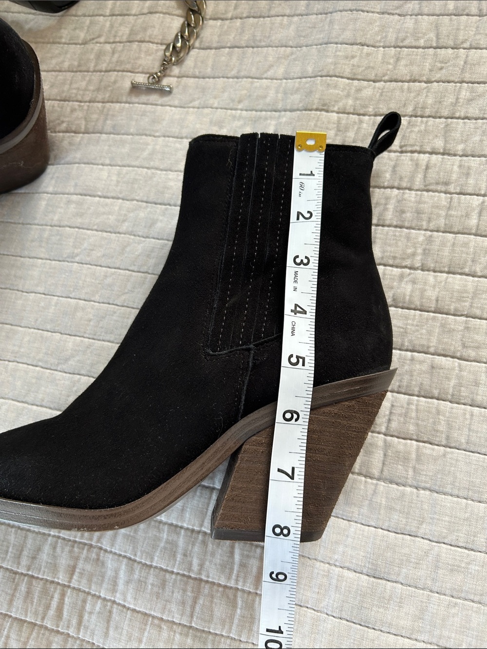 Vince Camuto Ackella Black Suede western Square Toe Bootie 7.5 - Picture 10 of 11